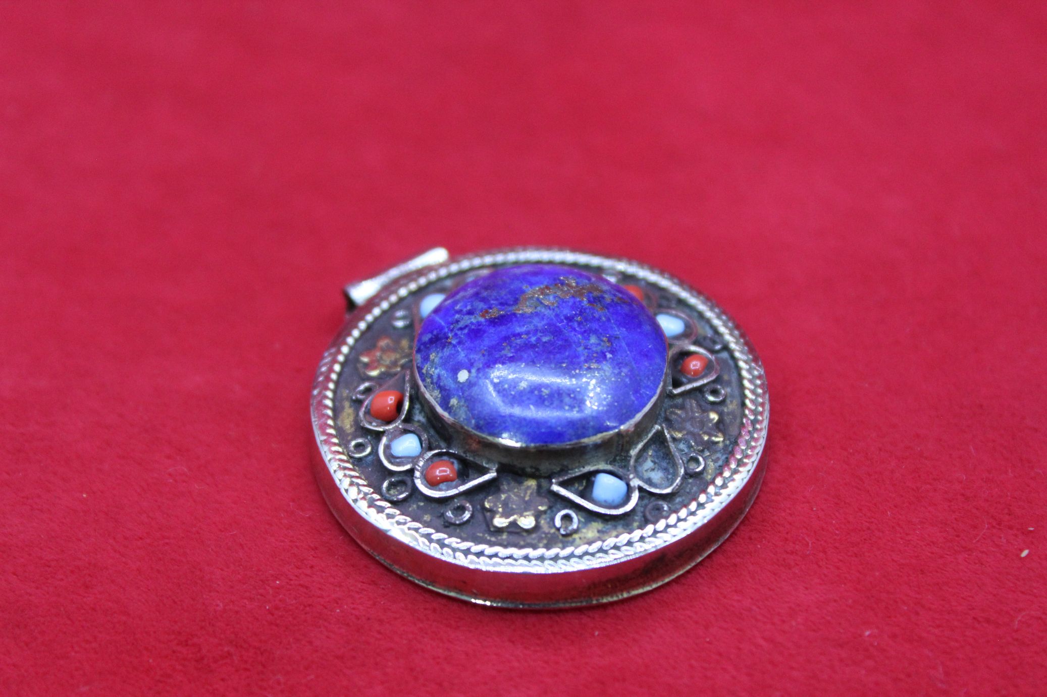 MOR TAŞLI OTANTİK KOLYE